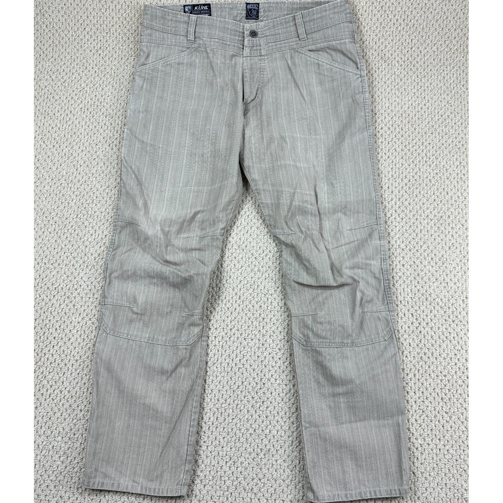 Kuhl Crag Series Pants Mens 40x32 Beige Tan Pinstripe Hiking Outdoor Gorpcore - Picture 2 of 14